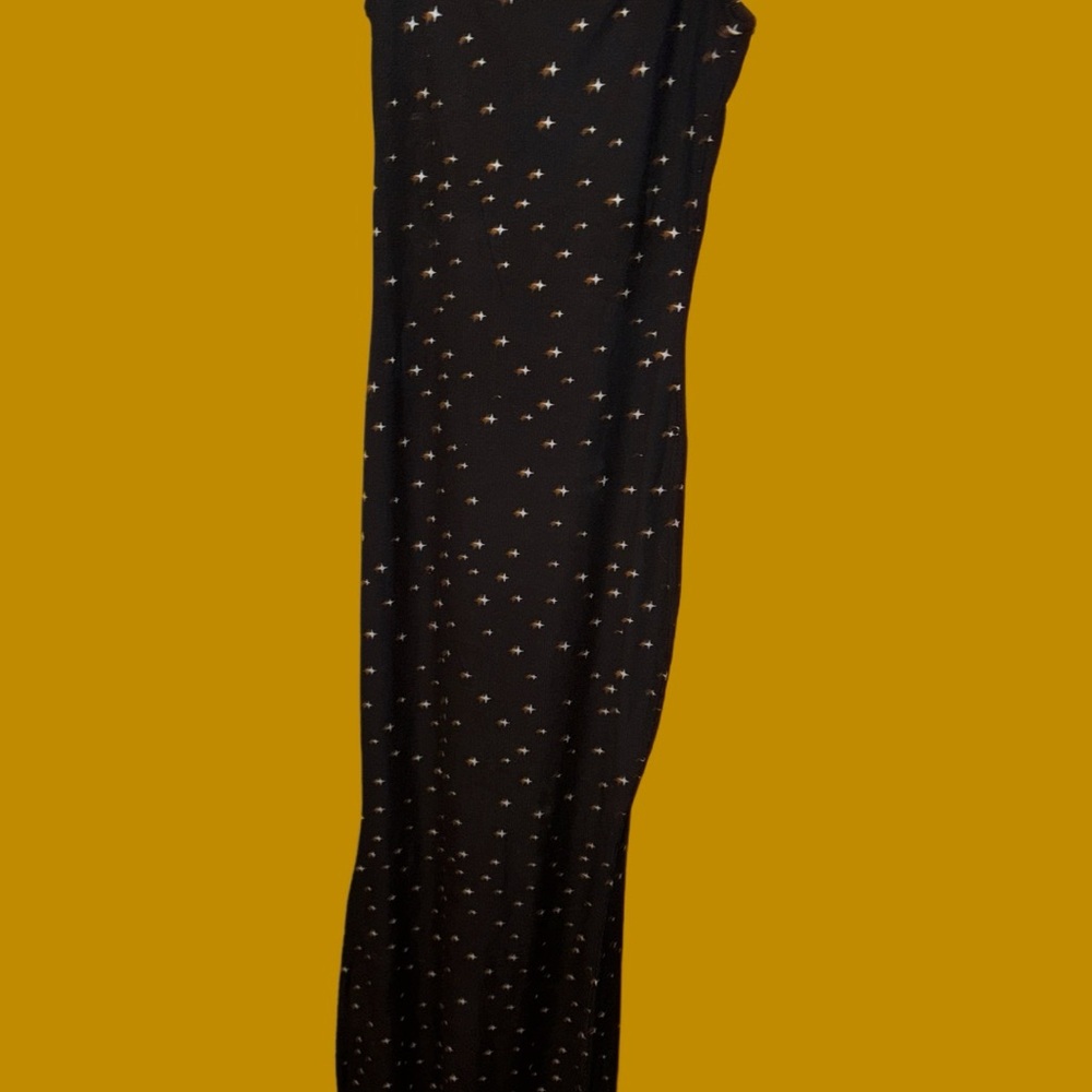 SKIMS Black Maxi Dress with White Star Pattern